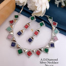Shrijicreation Silver Plated AD Stone Necklace Set