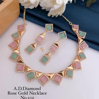 Shrijicreation Rose Gold Plated AD Stone Necklace Set