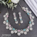 Shrijicreation Silver Plated AD Stone Necklace Set