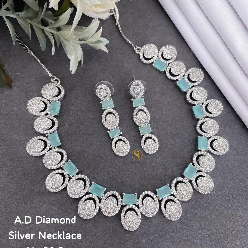 Shrijicreation Silver Plated AD Stone Necklace Set