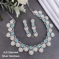 Shrijicreation Silver Plated AD Stone Necklace Set