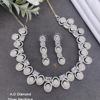 Shrijicreation Silver Plated AD Stone Necklace Set