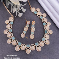 Shrijicreation Rose Gold Plated AD Stone Necklace Set