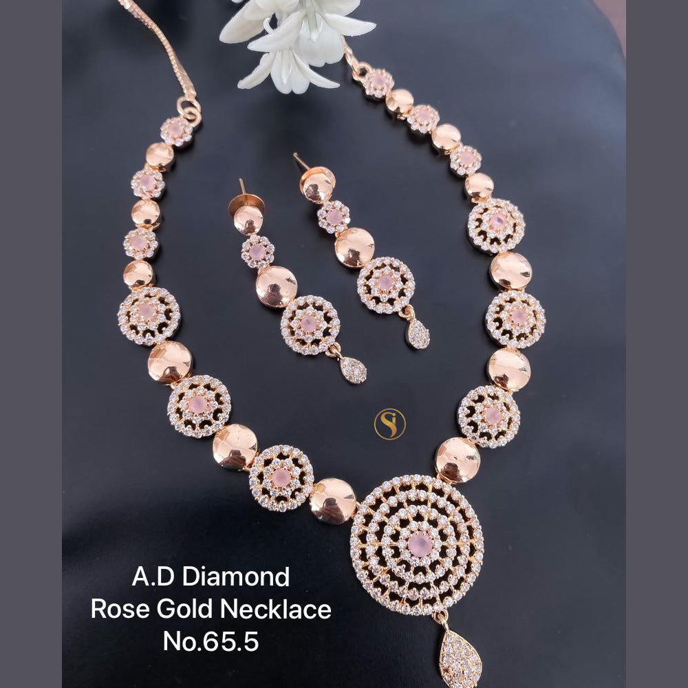 Shrijicreation Rose Gold Plated AD Stone Necklace Set