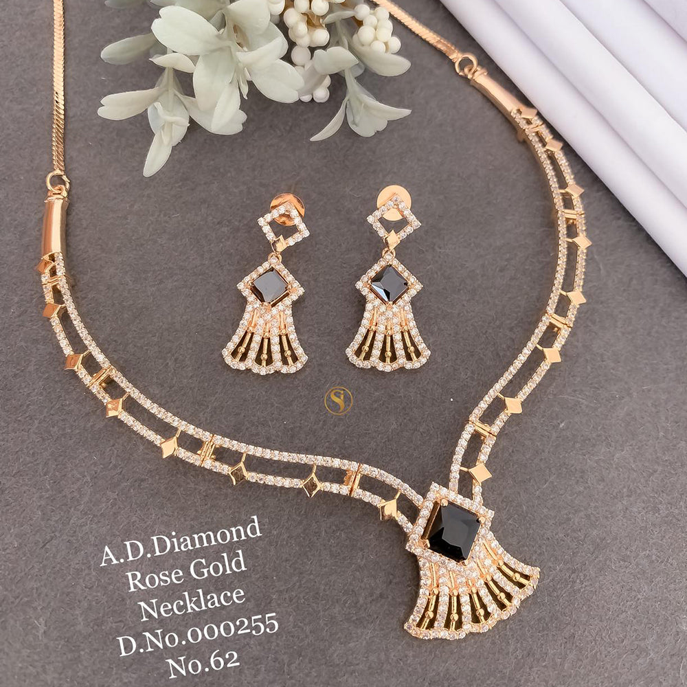 Shrijicreation Rose Gold Plated AD Stone Necklace Set