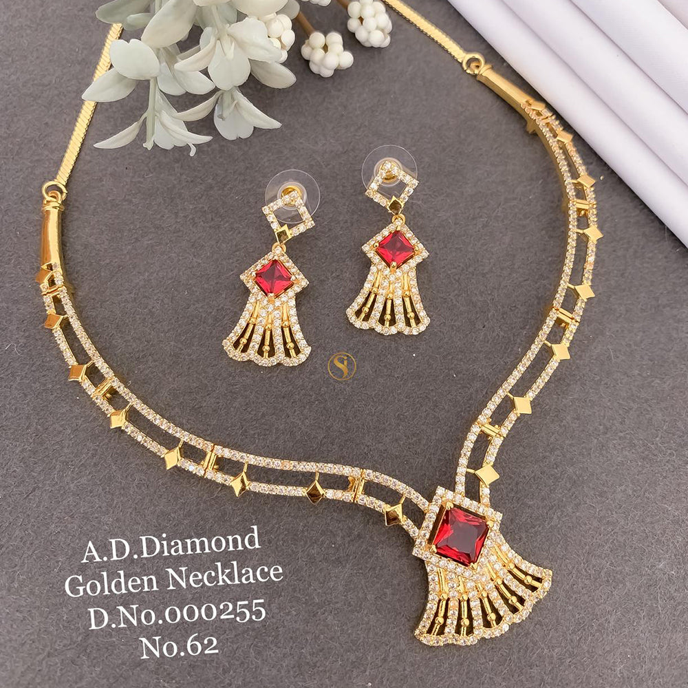 Shrijicreation Gold Plated AD Stone Necklace Set