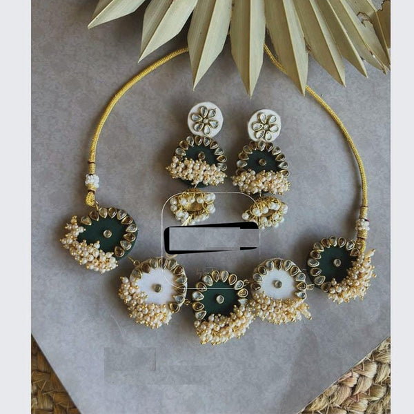 Shrijicreation Gold Plated Kundan And Pearl Handmade Necklace Set