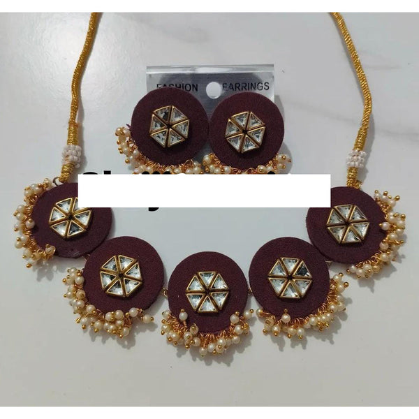 Shrijicreation Gold Plated  Kundan And Pearl Choker Necklace Set