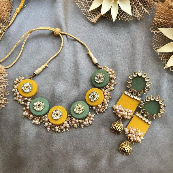 Shrijicreation Gold Plated Handmade Pearl And Kundan Necklace Set