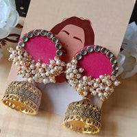 Shrijicreation Gold Plated Handmade Kundan Stone Jhumki Earrings
