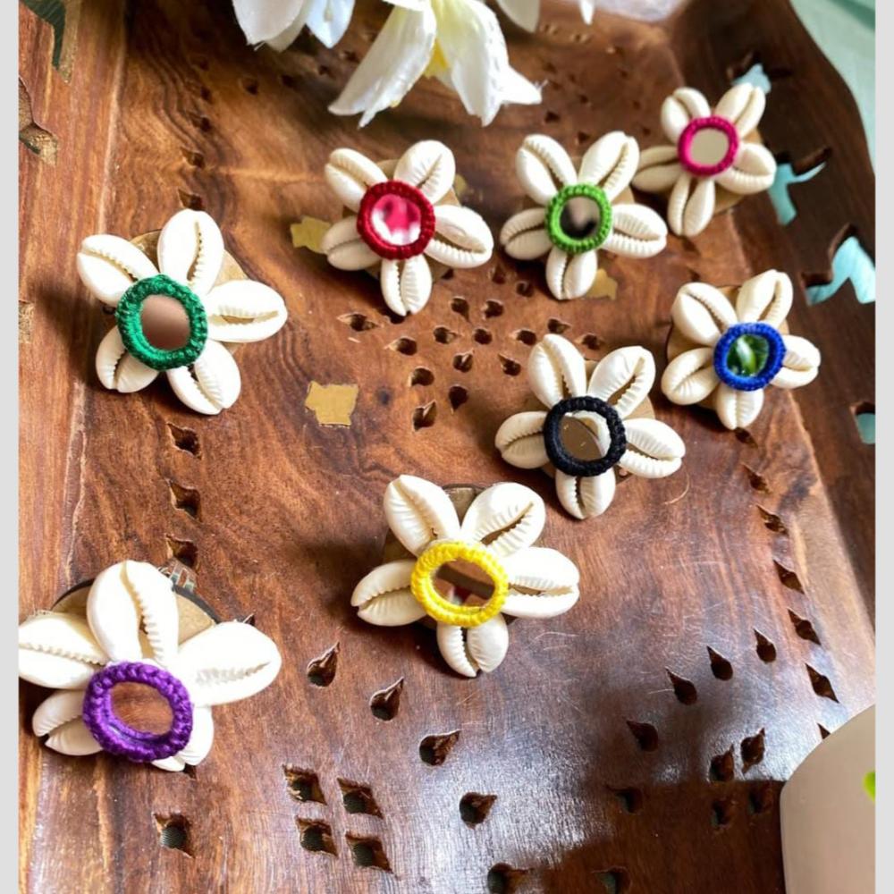 Shrijicreation Mirror And Shell Assorted Color Ring