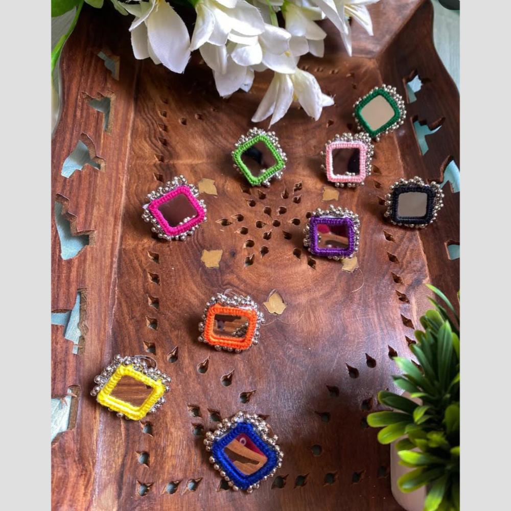 Shrijicreation Mirror And Pearl Assorted Color Ring