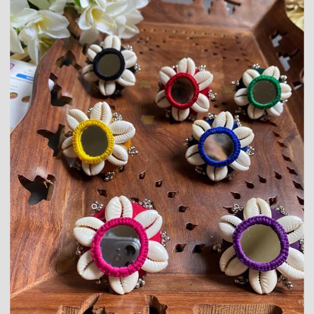 Shrijicreation Mirror And Shell Assorted Color Ring