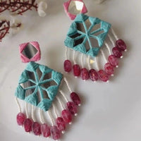 Shrijicreation Mirror Work Handmade And Pearl Dangler Earrings