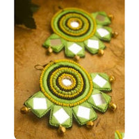 Shrijicreation Mirror Work Handmade And Pearl Ghungroo Dangler Earrings