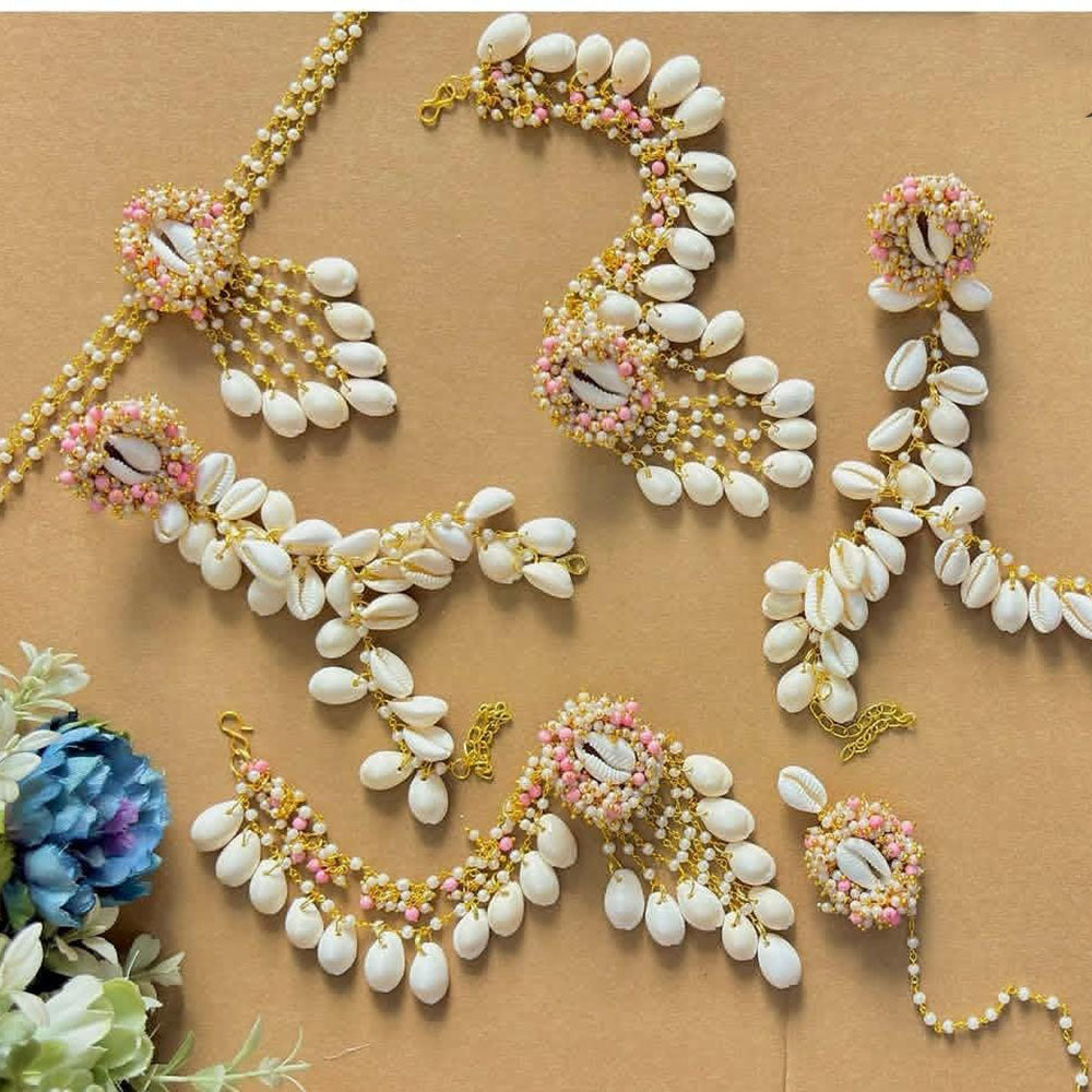 Shrijicreation Shell & Pearl Bridal Jewellery Set – Handmade Coastal Elegance for Haldi & Wedding Functions