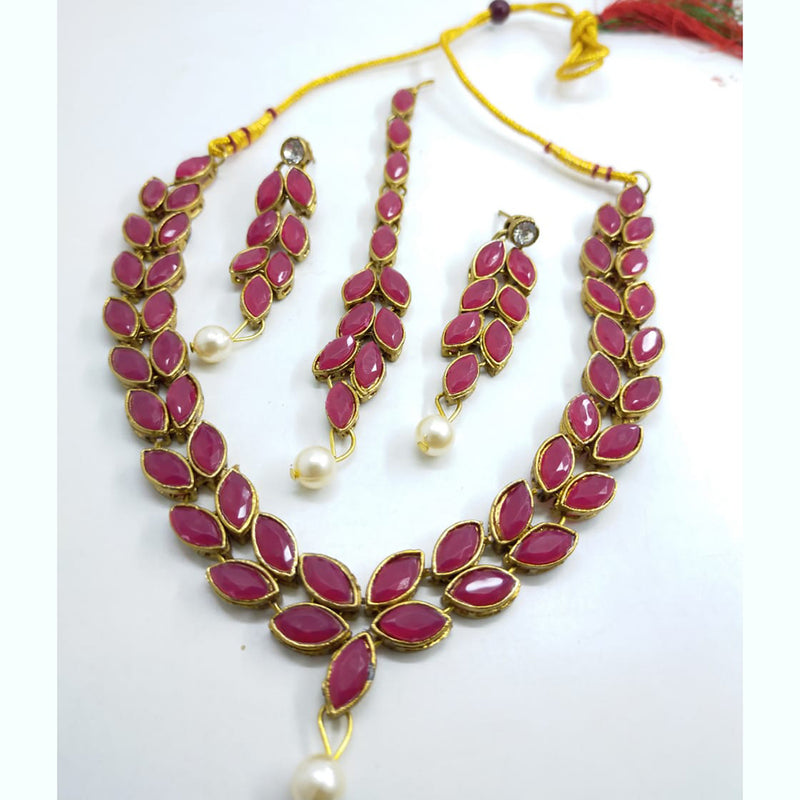 Palak Art Gold Plated Crystal Stone Necklace Set