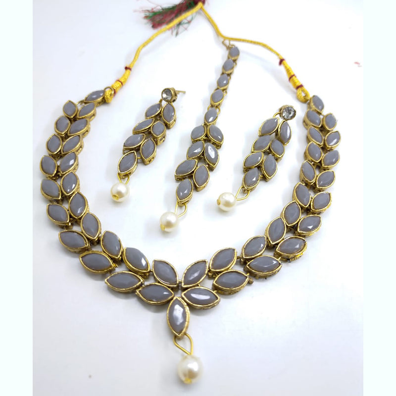 Palak Art Gold Plated Crystal Stone Necklace Set