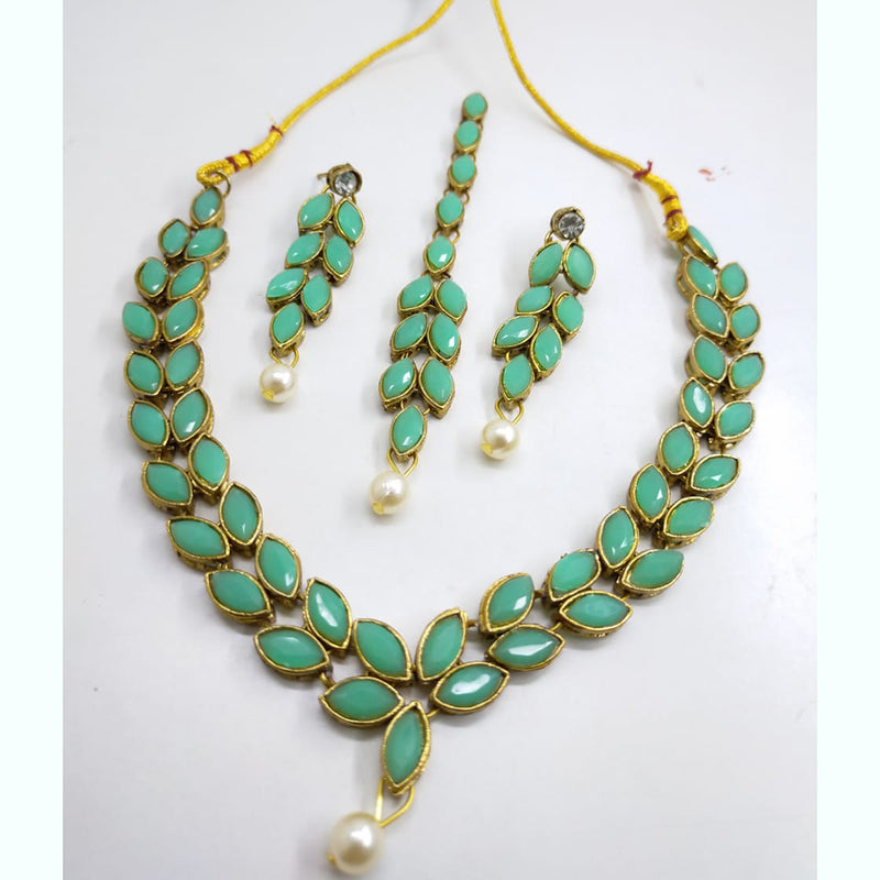 Palak Art Gold Plated Crystal Stone Necklace Set