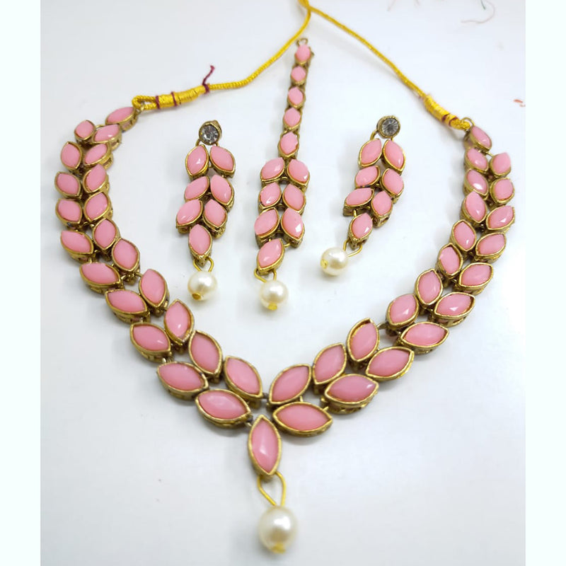 Palak Art Gold Plated Crystal Stone Necklace Set