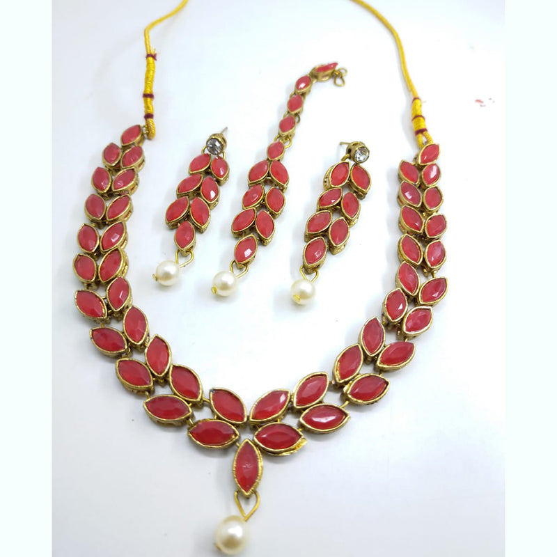 Palak Art Gold Plated Crystal Stone Necklace Set