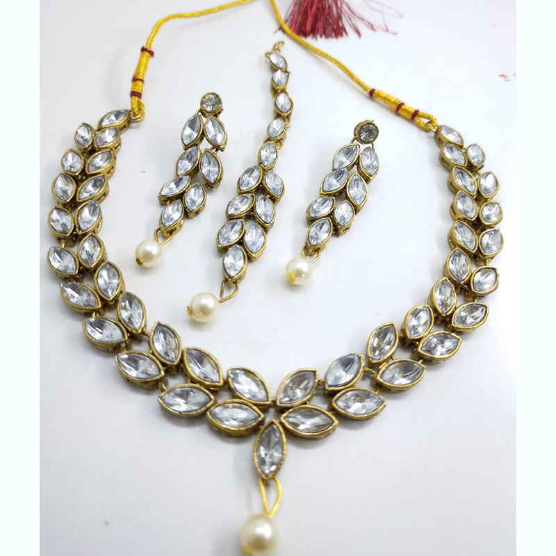 Palak Art Gold Plated Crystal Stone Necklace Set