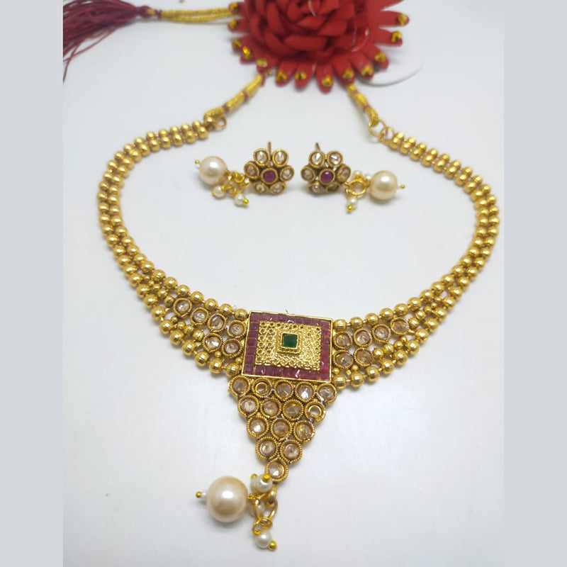 Palak Art Gold Plated Crystal Stone Necklace Set