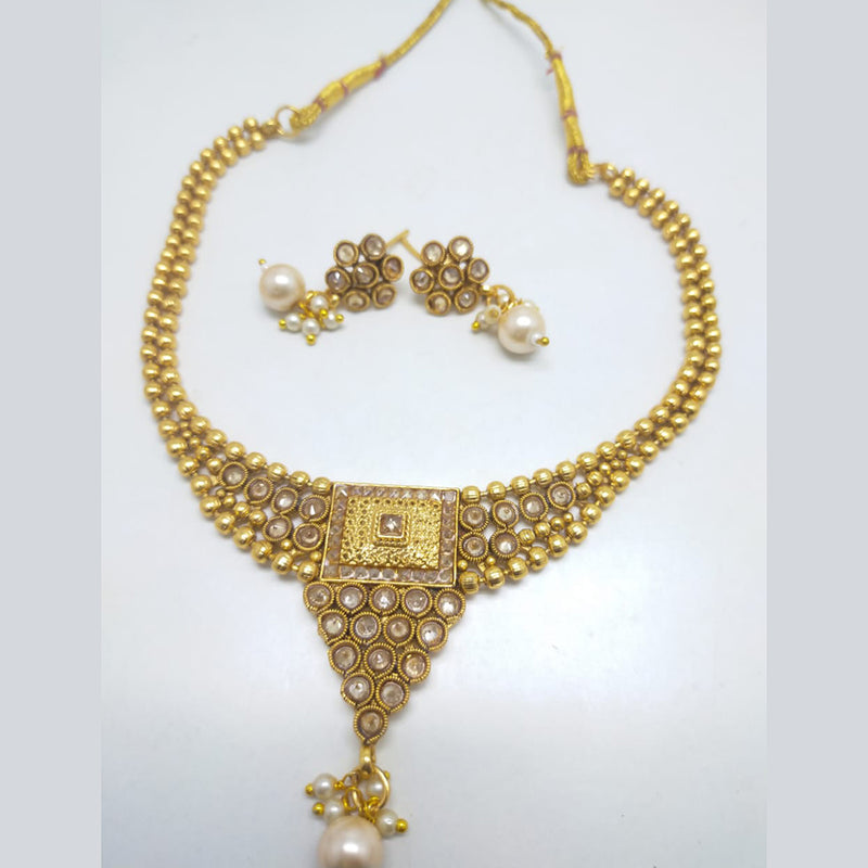 Palak Art Gold Plated Crystal Stone Necklace Set