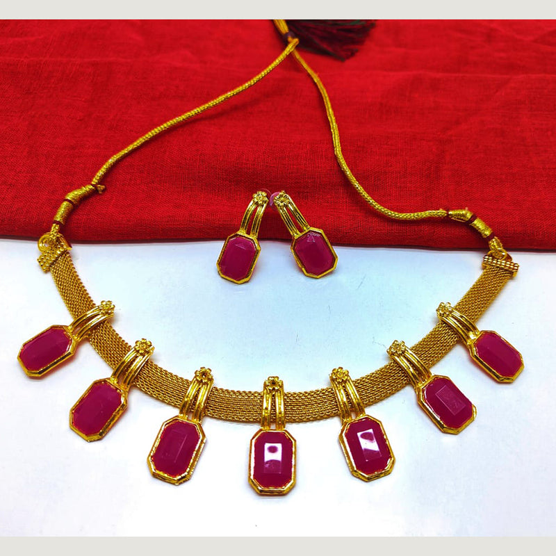 Palak Art Gold Plated Kundan Stone Necklace Set