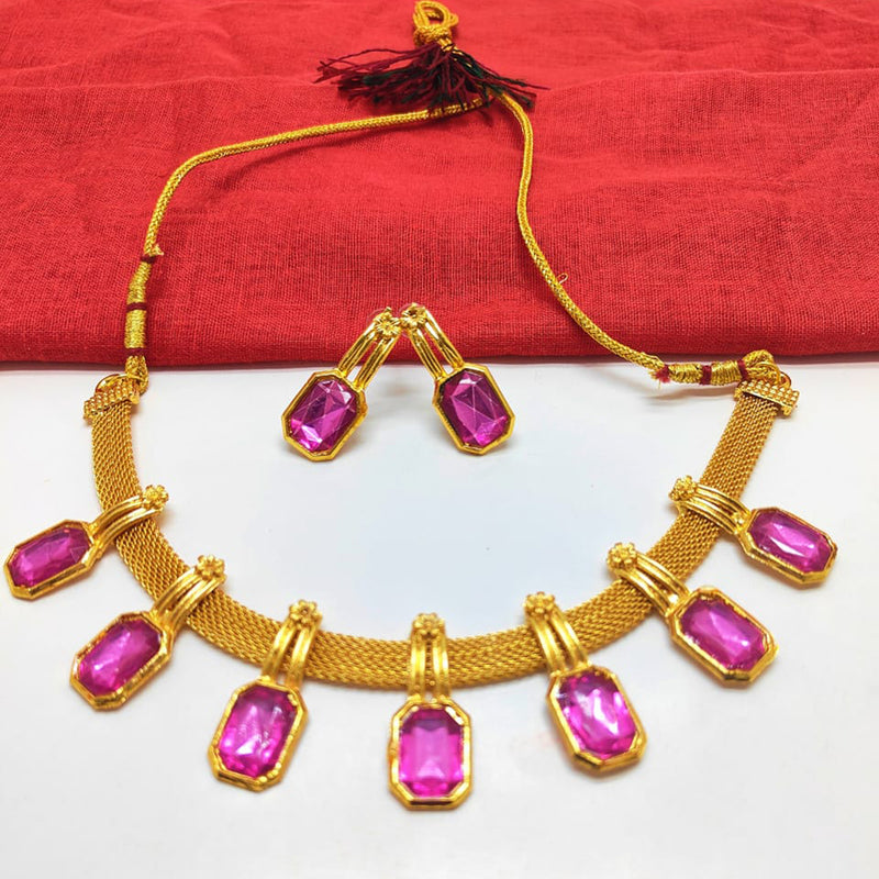 Palak Art Gold Plated Kundan Stone Necklace Set