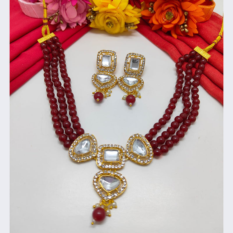 Palak Art Gold Plated Kundan Stone Necklace Set