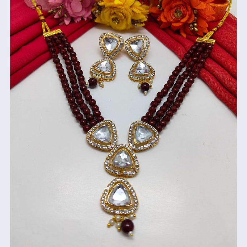 Palak Art Gold Plated Kundan Stone Necklace Set