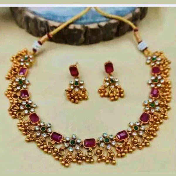 Palak Art Gold Plated Crystal Stone Necklace Set