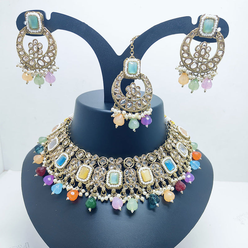 Palak Art Gold Plated Crystal Stone Choker Necklace Set