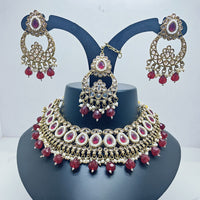 Palak Art Gold Plated Crystal Stone Choker Necklace Set