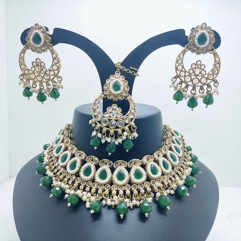 Palak Art Gold Plated Crystal Stone Choker Necklace Set