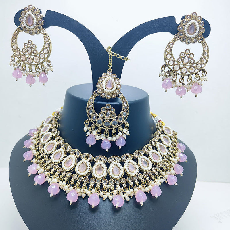 Palak Art Gold Plated Crystal Stone Choker Necklace Set