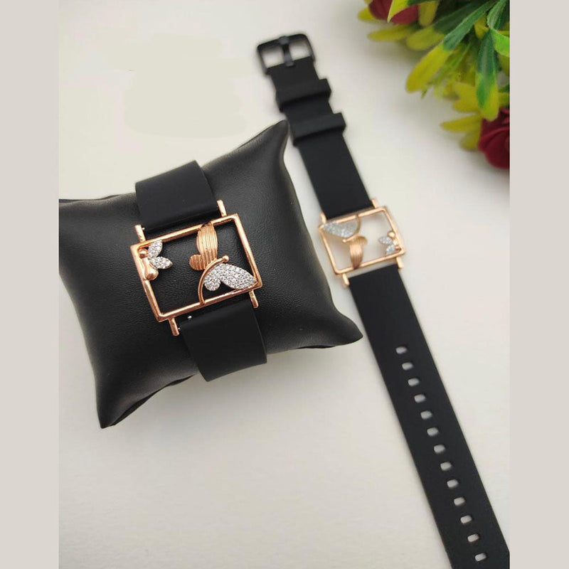 Palak Art Gold Plated Austrian Stone Wrist Watch Style Bracelet