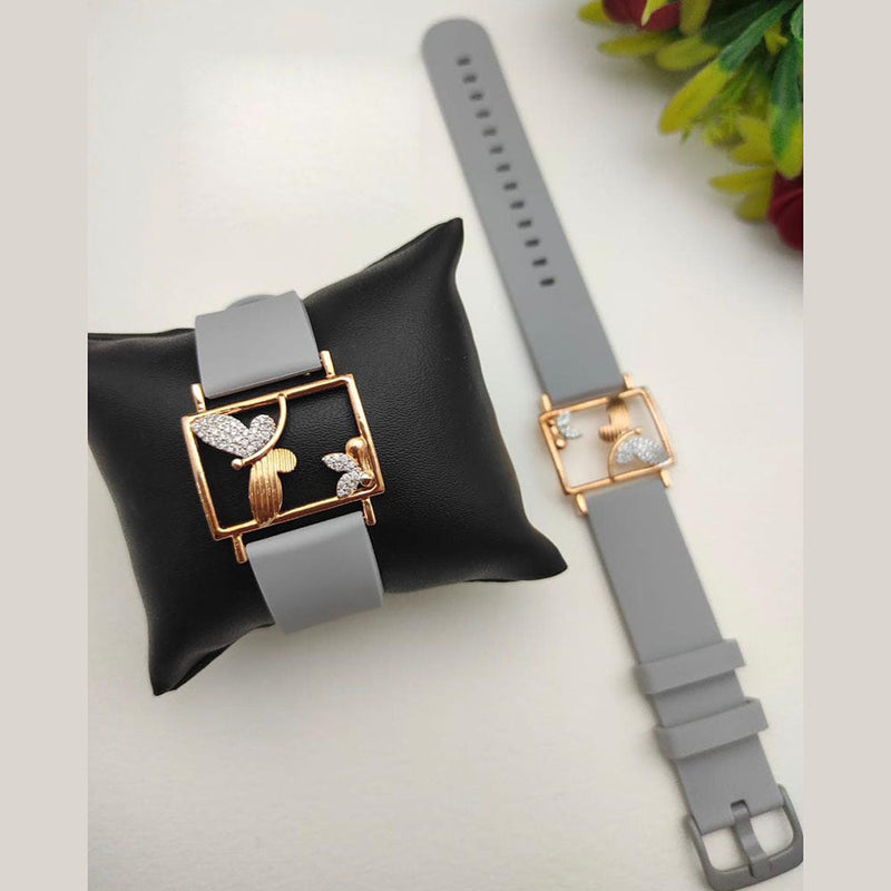 Palak Art Gold Plated Austrian Stone Wrist Watch Style Bracelet