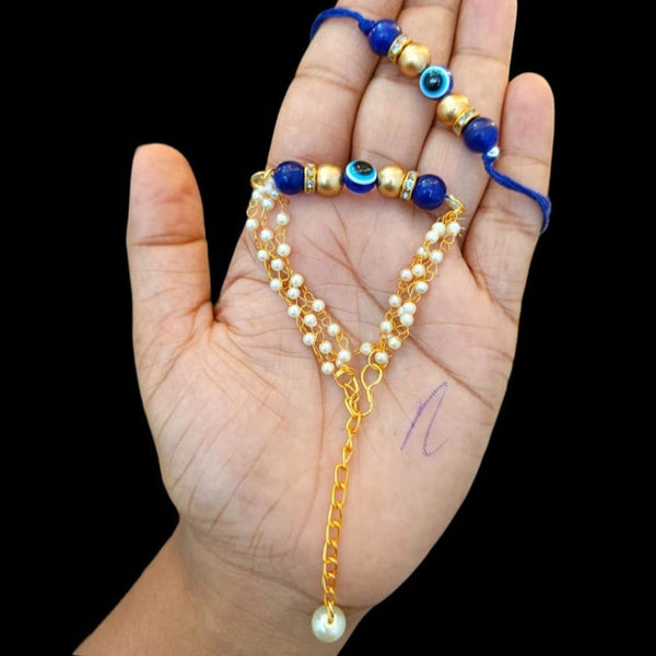 Palak Art Gold Plated Evil Eye Rakhi Combo Set