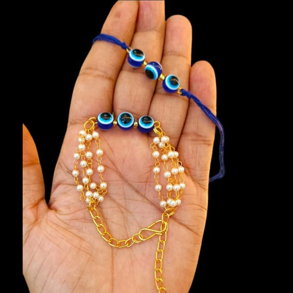 Palak Art Gold Plated Evil Eye Rakhi Combo Set