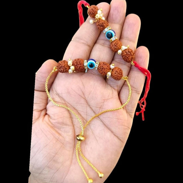 Palak Art Gold Plated Evil Eye Rakhi Combo Set