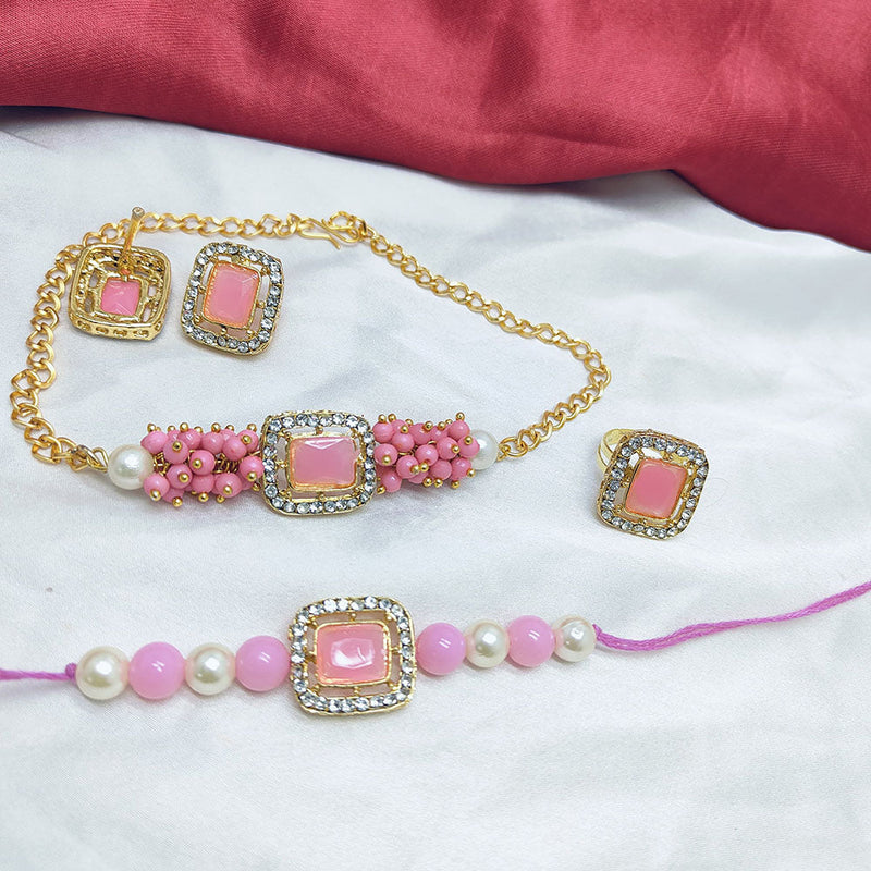 Palak Art Gold Plated Austrian Stone Combo Set