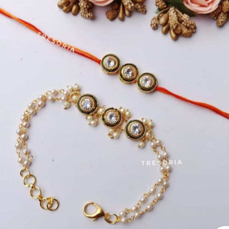 Palak Art Gold Plated Austrian Stone Rakhi Combo Set