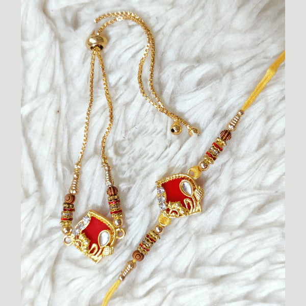 Palak Art Gold Plated Rakhi Combo