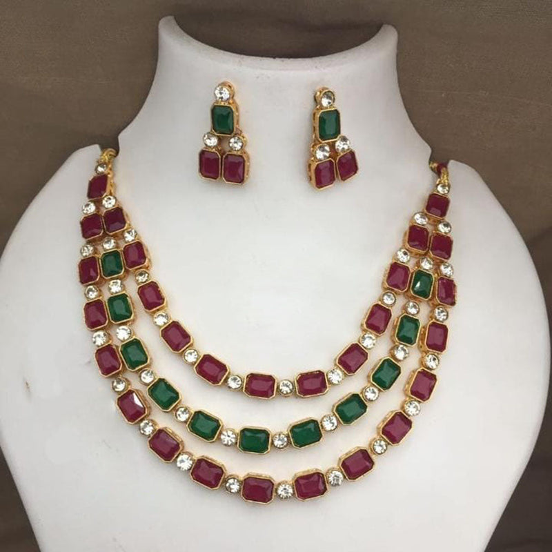 Palak Art Gold Plated Crystal Stone Necklace Set