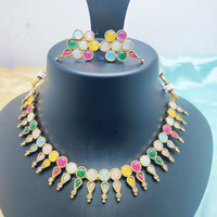 Palak Art Gold Plated Pota Stone Choker Necklace Set