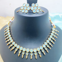 Palak Art Gold Plated Pota Stone Choker Necklace Set