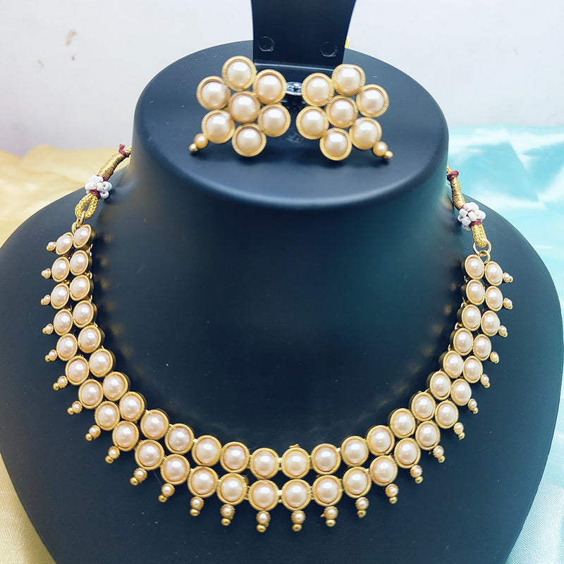 Palak Art Gold Plated Pota Stone Choker Necklace Set