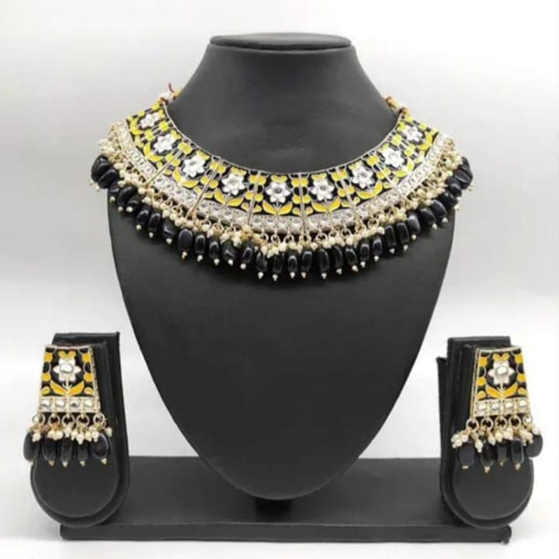 Palak Art Gold Plated Kundan Stone And Meenakari Necklace Set